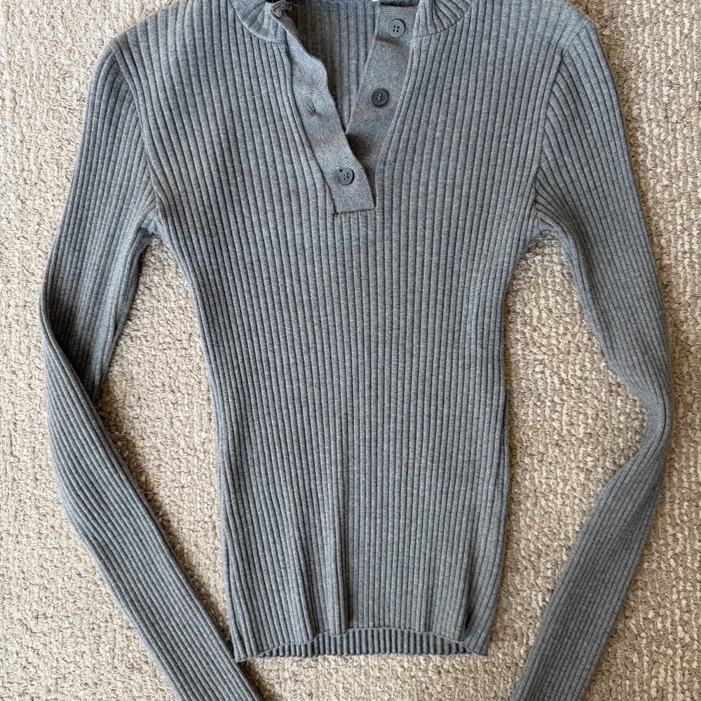 ZARA Ribbed Top - Gray size M